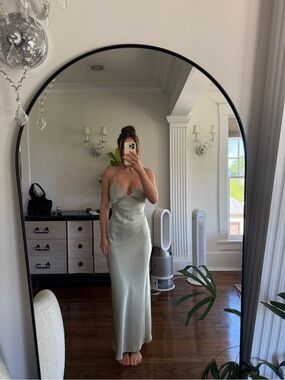 Princess Polly Sage Green Satin Maxi Dress
